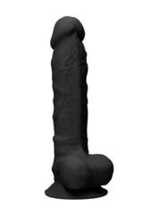 Черный фаллоимитатор Realistic Cock With Scrotum - 22,8 см. - 