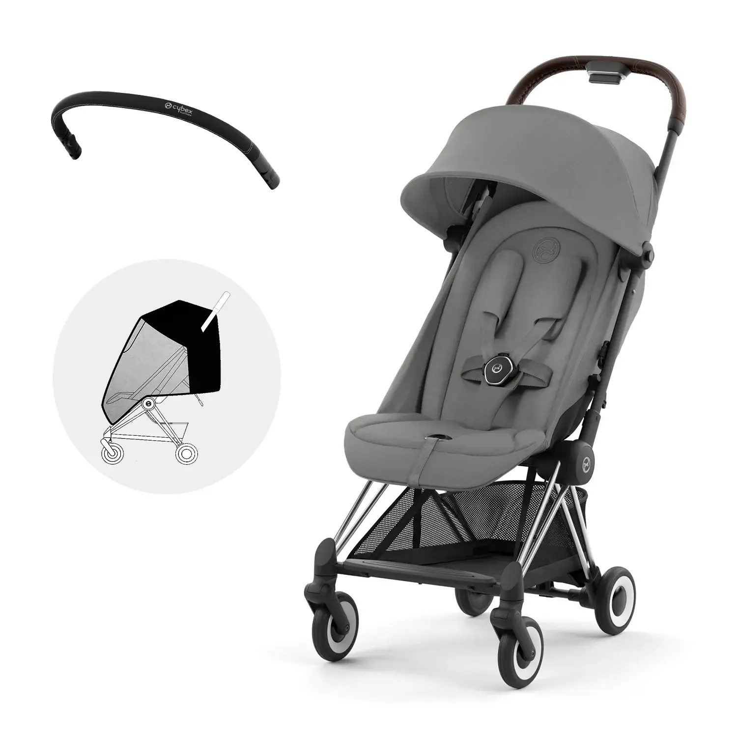 Cybex Coya Прогулочная коляска Cybex Coya Mirage Grey Chrome cybex_coya_Mirage_Grey_Chrome___bumper_raincoat.webp