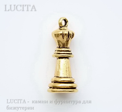 Подвеска в виде шахматной фигуры "Ферзь" (цвет - античное золото) 26х11 мм ()