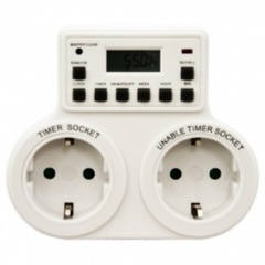 Таймер розеточный электронный ТРЭ-03-1мин/7дн-10on/off-2х8А-2р недельный 2 розетки TDM SQ1506-0006