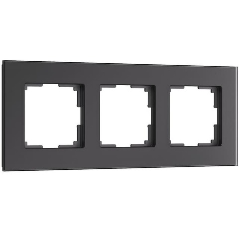 Рамка на 3 поста. Цвет Чёрный soft-touch. Werkel(Веркель). Senso. a064574 / W0033108