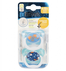 Пустышка PreVent БАБОЧКА, 6-12 месяцев, с крышкой, для мальчиков, набор из 2 шт. (стандарт)