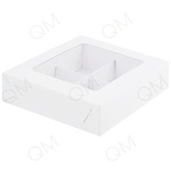 Коробка для 4 конфет с вклеенным окном 120*120*30 мм (белая), 10шт