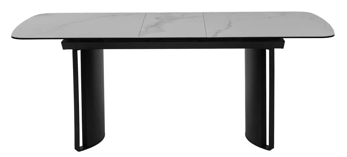 Стол RASMUS 160 TL-45 Белый мрамор, испанская керамика / черный каркас, DISAUR