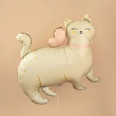 К Фигура, Милая кошка с бантиком, Белый, Сатин, 27''/68 см, 1 шт.