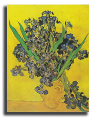 Репродукция "Ван Гог - Натюрморт: ваза с ирисами на желтом фоне"