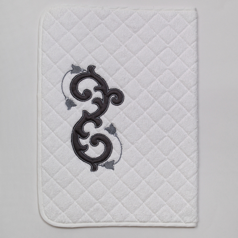 Коврик для ванной 50х70 Old Florence Ricciolo белый с серой аппликацией