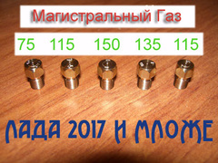 Жиклеры для газовой плиты Лада (вып. 2017 г. и моложе) под магистральный газ