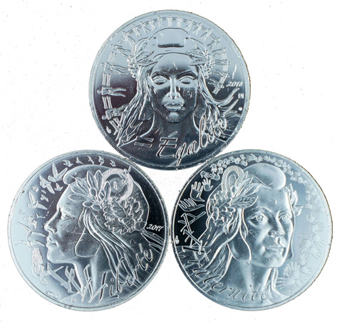 Франция 20 евро серия из 3 монет Марианна Трилогия Серебро