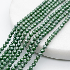 Фианит "матовый" (кубический цирконий), цвет зеленый, размер около 3 мм, цена за нить 38 см