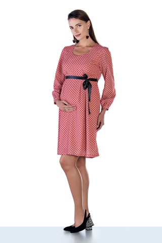 Фото платье для беременных EBRU от магазина СкороМама, розовый, горошек, размеры.