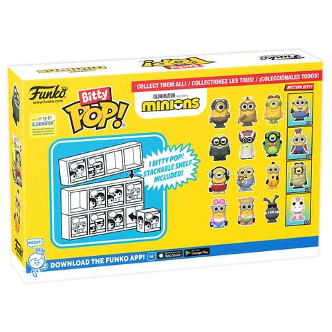 Funko Bitty Pop! Minions - Young Gru 4PK - Young Gru, 70's Bob, Pet Rock Otto et Une Mini-Figurine Mystère en Surprise - 2.2 Cm - Minions 2 Collectionnable - Étagère Empilable