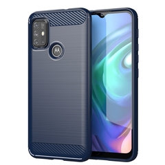 Мягкий защитный чехол синего цвета для Motorola Moto G30 с 2021 года, серии Carbon от Caseport