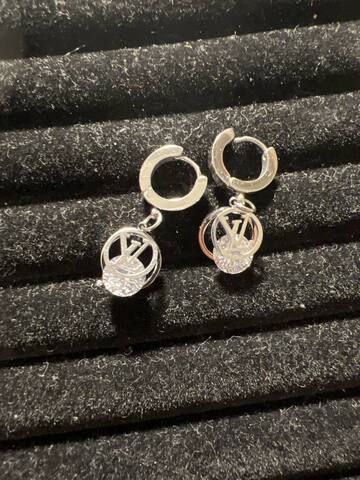 Серьги LV серебро с кристаллом