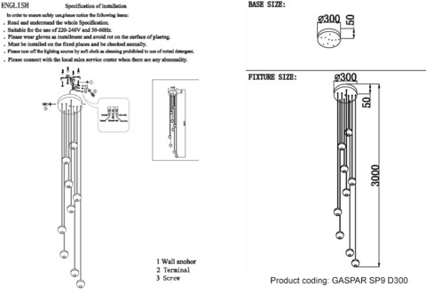 Подвесной светильник Crystal Lux GASPAR SP9 D300 WHITE