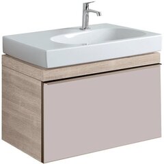 Шкафчик для раковины Geberit Citterio, с одним выдвижным ящиком: B=73.4см, H=55.4см, T=50.4см, бежевый / глянцевое стекло, светлый дуб / меламин, структура дерева фото