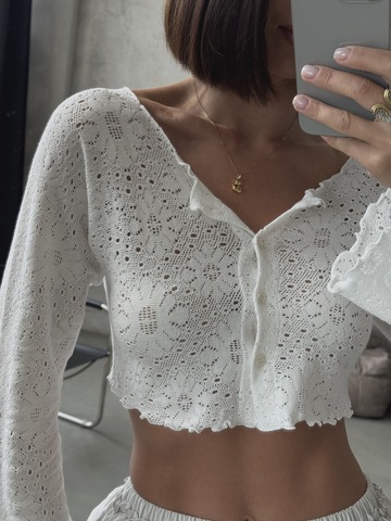 Мини-кардиган ажурный / white