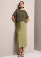 Атласная юбка-миди из вискозы с эластичным поясом Black Label