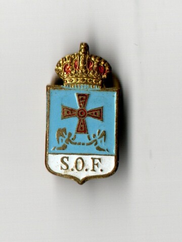 Значок фрачный на лацкан S.O.R. Крест корона эмали позолота тяжелый XF