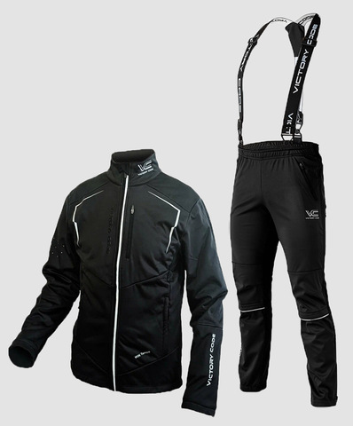 Утеплённый лыжный костюм 905 Victory Code Win Tempo Active Black с лямками мужской