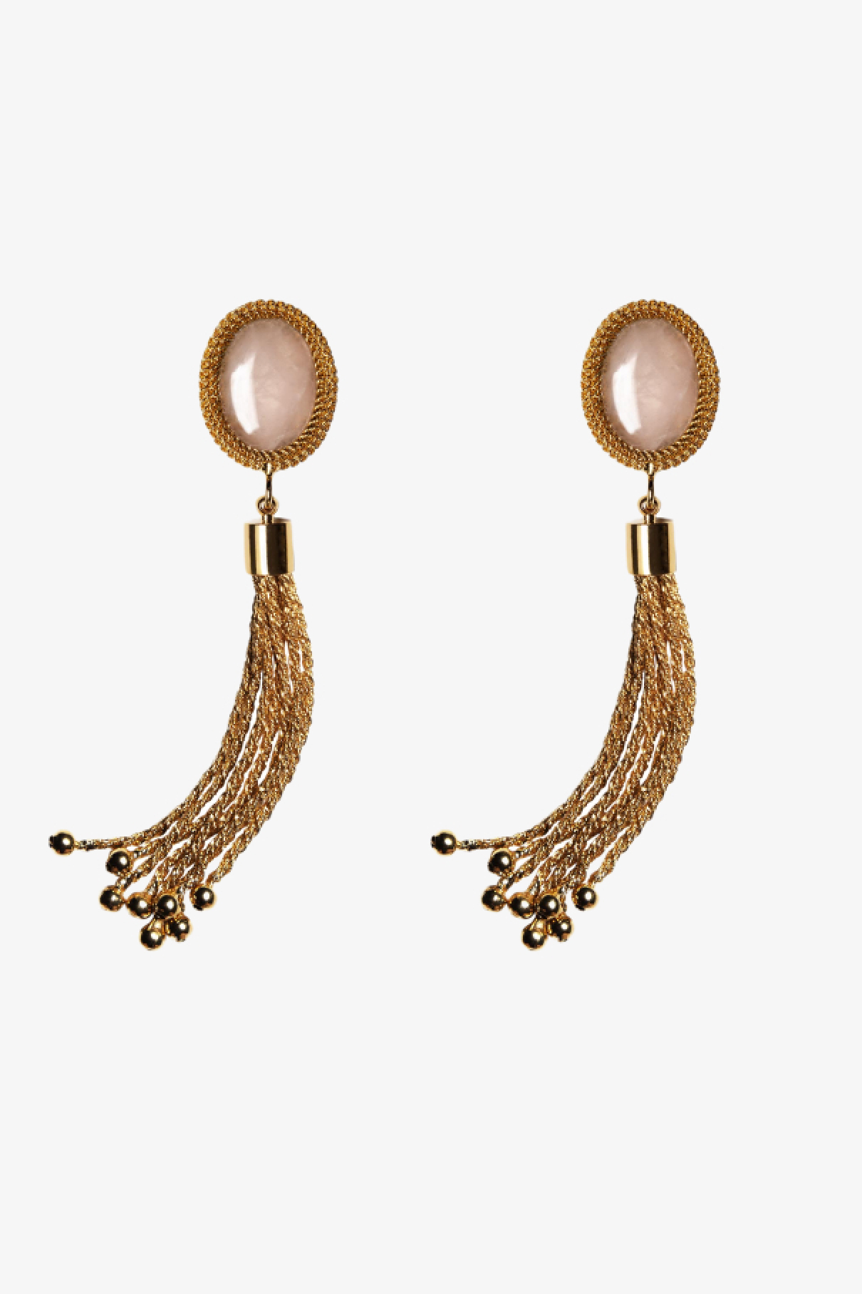 Серьги-кисточки с розовым кварцем