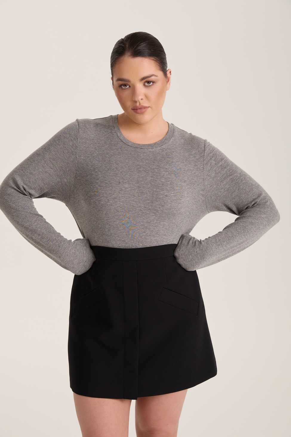 Юбка мини с планкой, черный