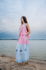 Розовый рассвет. Топ женский асимметричный на завязках TPS-1808