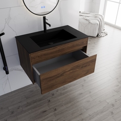 Тумба под раковину Кьяра 800 подвесная, 1 выкатной ящик микролифт, Дуб Чарльстон