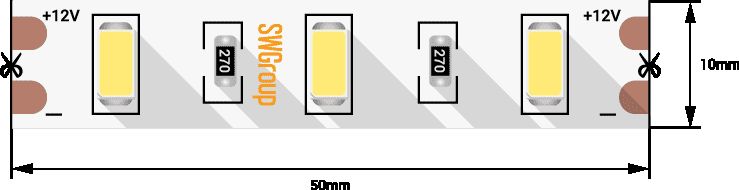Светодиодная лента SWG 12W/m 60Led/m 5630SMD теплый белый 5M SWG660-12-12-WW-M 009714