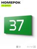 Табличка с номером 37 на дверь квартиры, для офиса, кабинета, аудитории, склада, зеленая 120х70 мм, Айдентика Технолоджи
