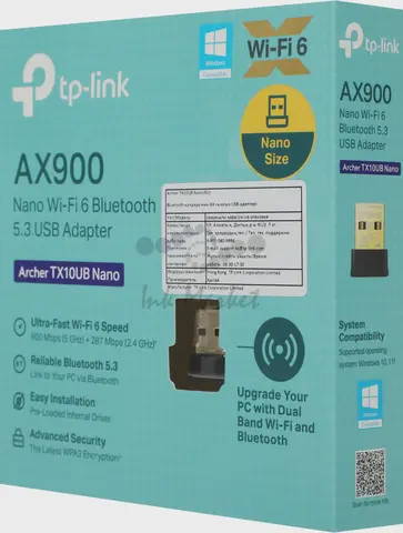 Сетевой адаптер Wi-Fi + Bluetooth TP-Link Archer TX10UB Nano AX900 USB 2.0