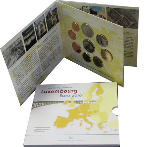 Набор из 9 евромонет Люксембурга 2010 года в оригинальном буклете