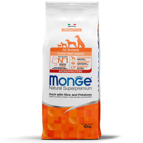 Monge Dog Speciality Line Monoprotein для щенков всех пород утка с рисом и картофелем 12 кг