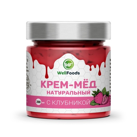 Крем-мед с клубникой 200 мл | WellFoods