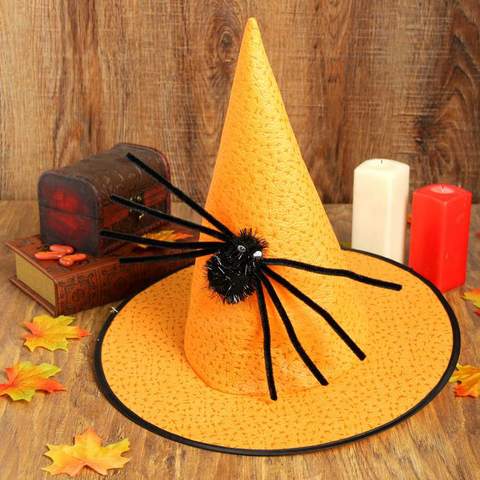 Шляпа ведьмы с черным пауком, Оранжевый