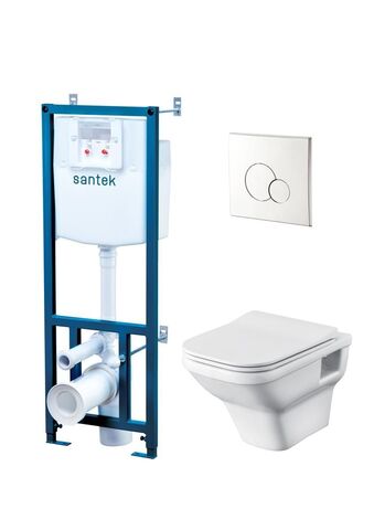 ПЭК ЛАЙН подвесная чаша rimless + инсталляция + сиденье Slim, SoftClose + панель хром арт. 1WH501729