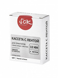 Кассета с лентой S'OK by Sakura Printing TZEFX241 для Brother,  черный на белом, 18мм, 8м , наклейка