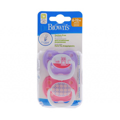 Пустышка PreVent КЛАССИК, 6-12 месяцев, с крышкой, для девочек набор из 2 шт. (стандарт)