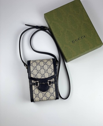 Мини-сумка Gucci Horsebit 1955 бежевый/черный