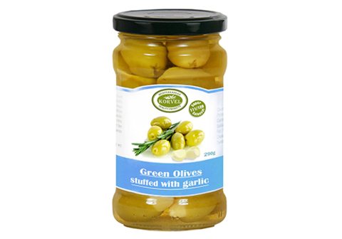 Оливки фаршированные чесноком Korvel, 290г