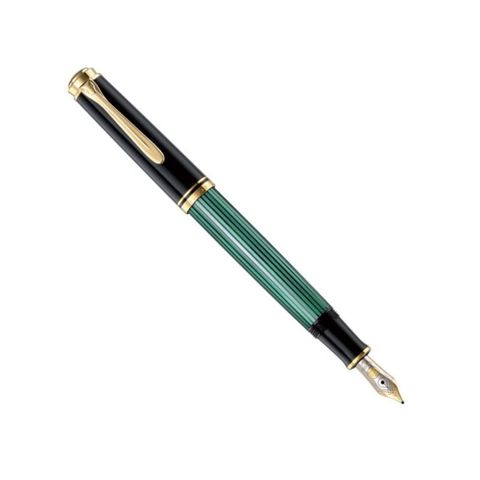 Ручка перьевая Pelikan Souveraen M 400 (PL994855) черный/зеленый F перо золото 14K покрытое родием подар.кор.