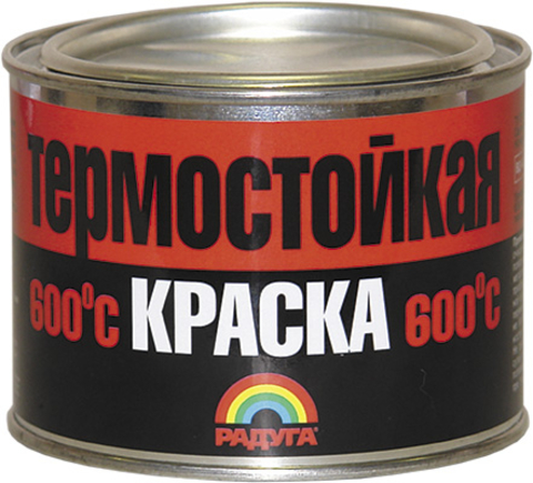 Радуга 818 краска термостойкая водоразбавляемая на основе силиконовой смолы до 600°С для наружных и внутренних работ 0,4л  вд-ко 818 цвет серебристый