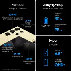 Смартфон Samsung Galaxy S24 Ultra 12/256 ГБ, Dual: nano SIM + eSIM, Titanium Yellow