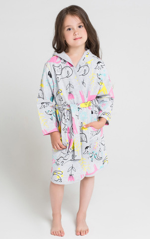 Халат Crockid для девочки, принт "Кошки с цветами"