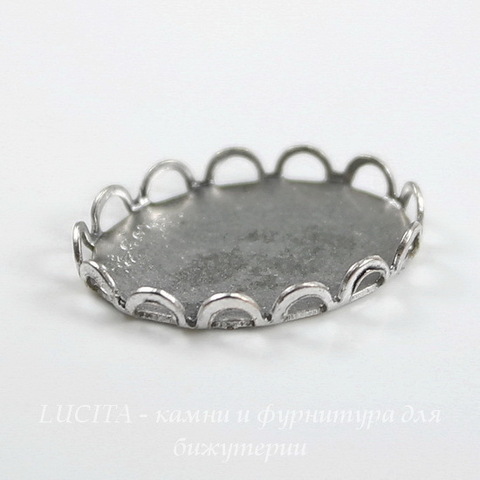 Сеттинг - основа для камеи или кабошона 18х13 мм (оксид серебра) ()