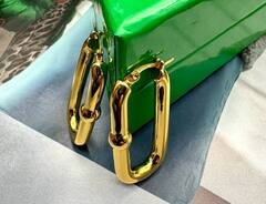 30126 - Серьги BOTTEGA Chain Hoop Earrings овальные из латуни в позолоте lux
