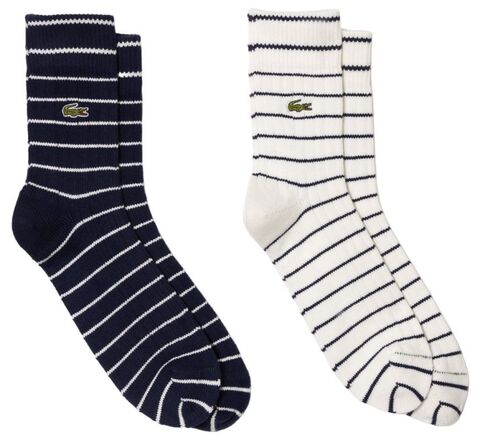 Теннисные носки Lacoste Short Striped Cotton Socks 2P - navy blue/white