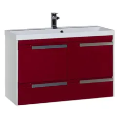Aquanet 180058 Компл.1 - Тумба Тиволи 100 цв.белый (фасад бордо) (180058) фото