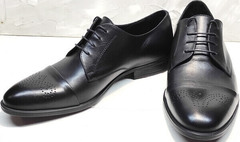 Стильные туфли мужские дерби Ikoc 2249-1 Black Leather.