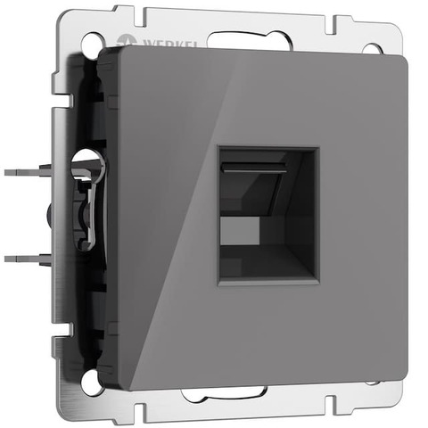 Розетка компьютерная - разъём RJ45. Цвет Графит акрил. Werkel(Веркель). Встраиваемые механизмы. a064095 / W1181044